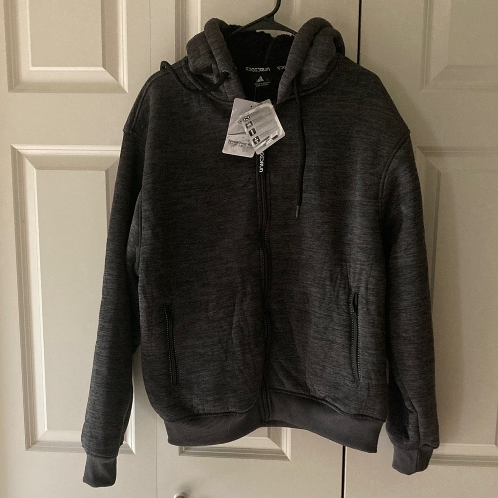 Speedrun Sherpa lined full zip hoodie charcoal gray large warm three season